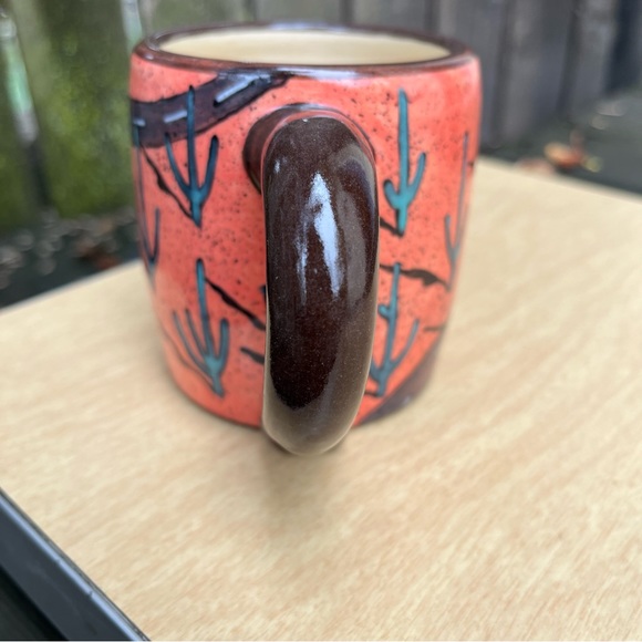 Handmade Handpainted Ceramic Southwestern Landscape Cactus Themed Collector Mug - Picture 5 of 16